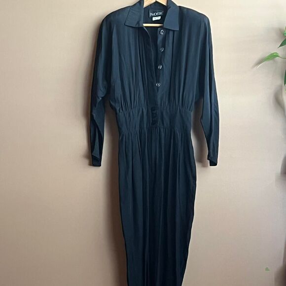 Vintage 80's/90's Black Made In USA Women's Black Long Sleeve Jumpsuit - Picture 6 of 9
